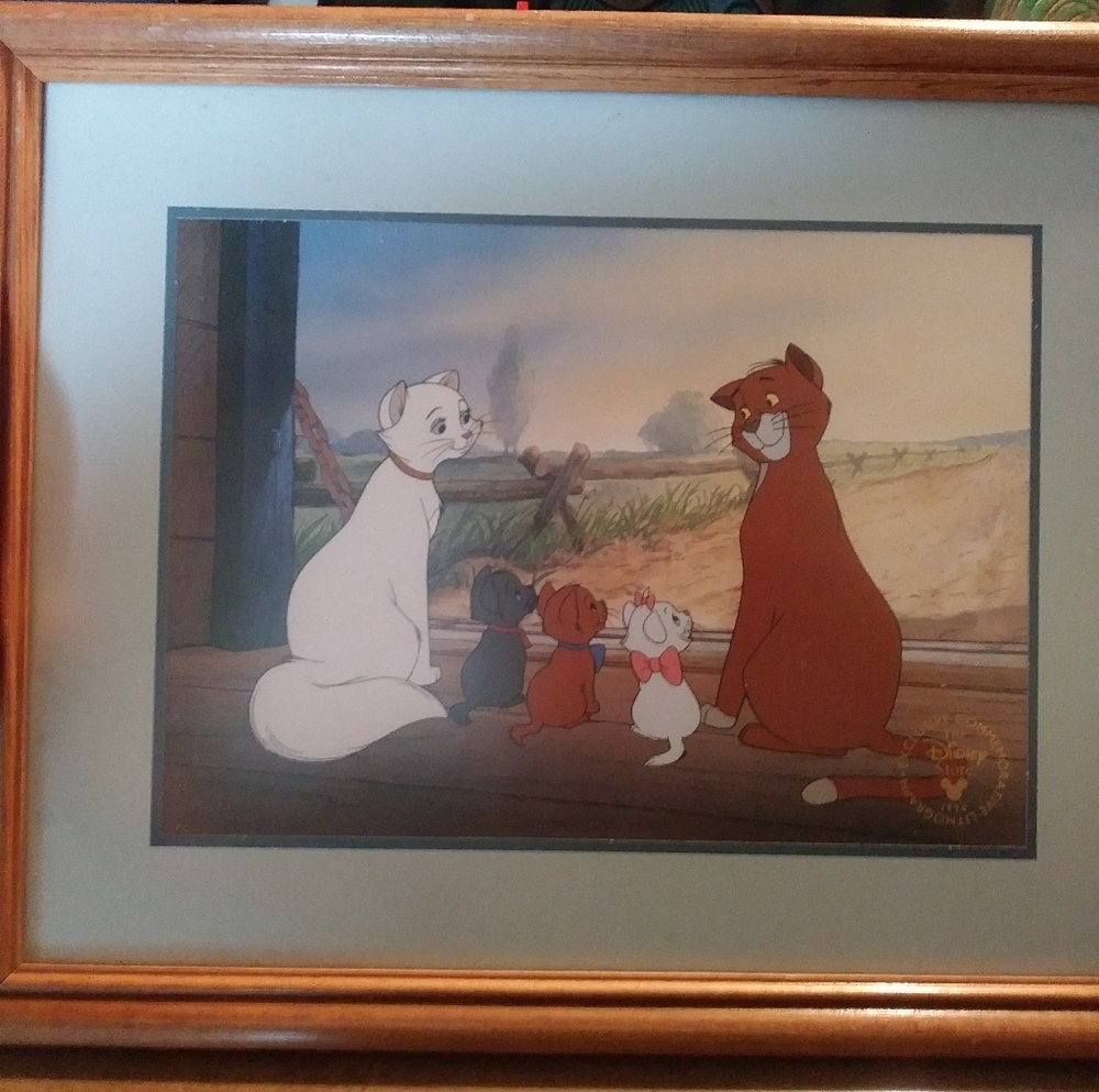 1996 Framed Aristocats Disney Lithograph